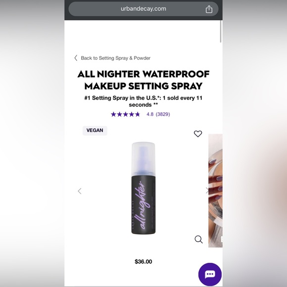 NIB urban decay all nighter setting spray (each) - Picture 2 of 3